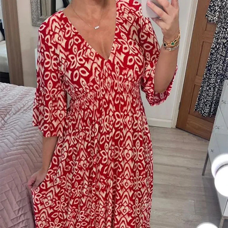 Vestido Harmonia Tropical™ com Estampa Boho e Tecido Leve / Um Toque de Cor e Liberdade para seu Dia!